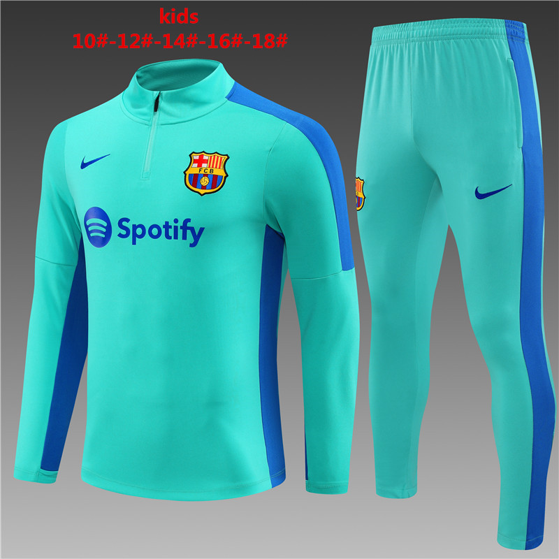 Barcelona 23-24 Kids Long Sleeve Training Set Lake Blue and Royal Blue